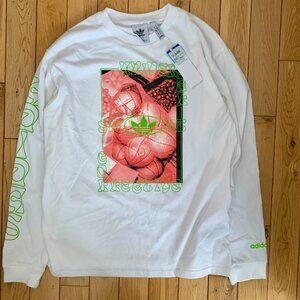 BNWT Adidas Long Sleeve Shirt Men's Large Minimal Stain AOP All Over Print White